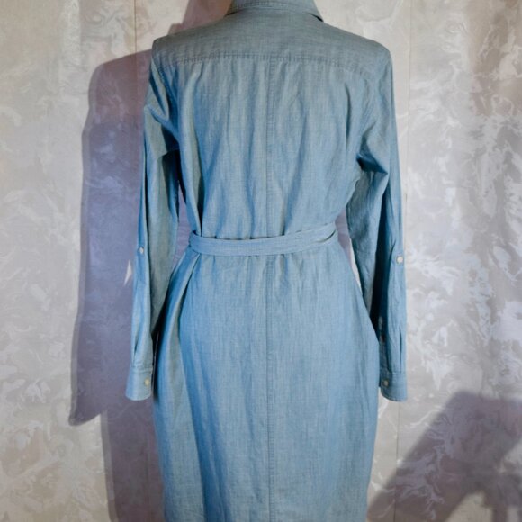 L.L. Bean Signature 2X Plus Size | Denim Chambray Tunic Shirt Dress | Vented - Picture 2 of 7